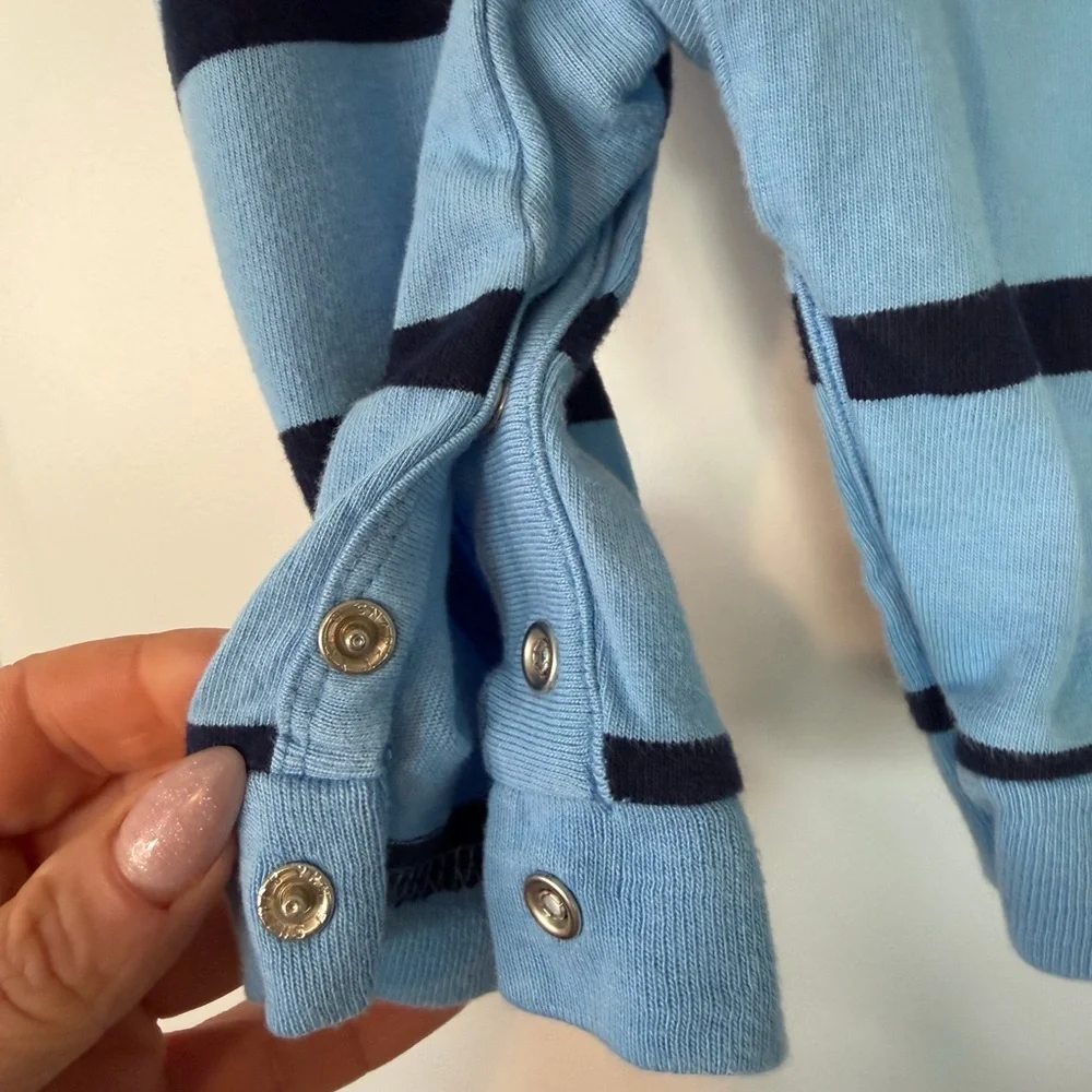 Ralph Lauren Boys Striped Rugby Cotton Coverall Blue Size 6 Months